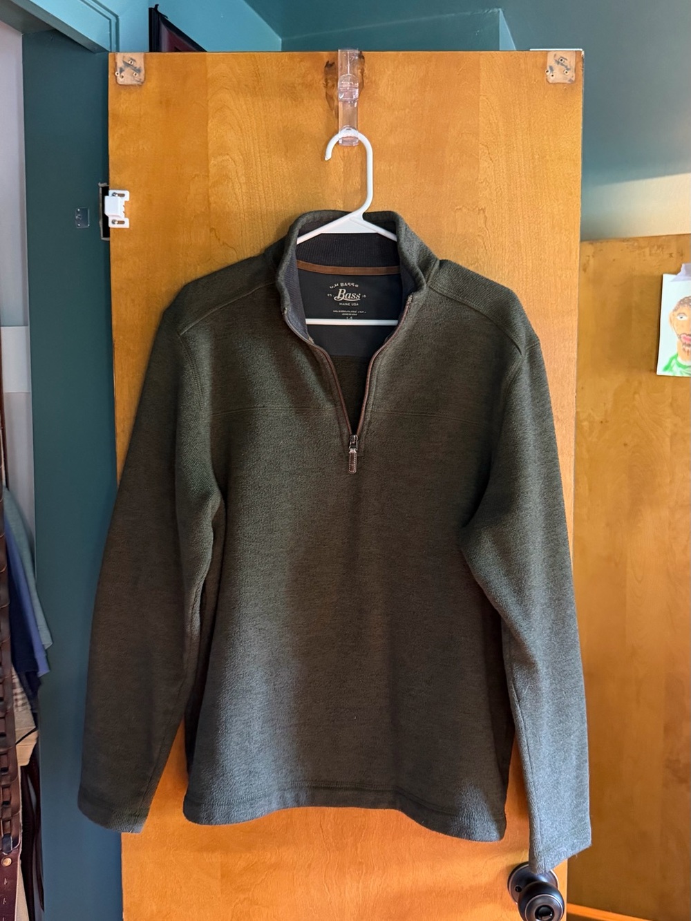 Bass Men's Dark Olive Quarter-Zip Sweater